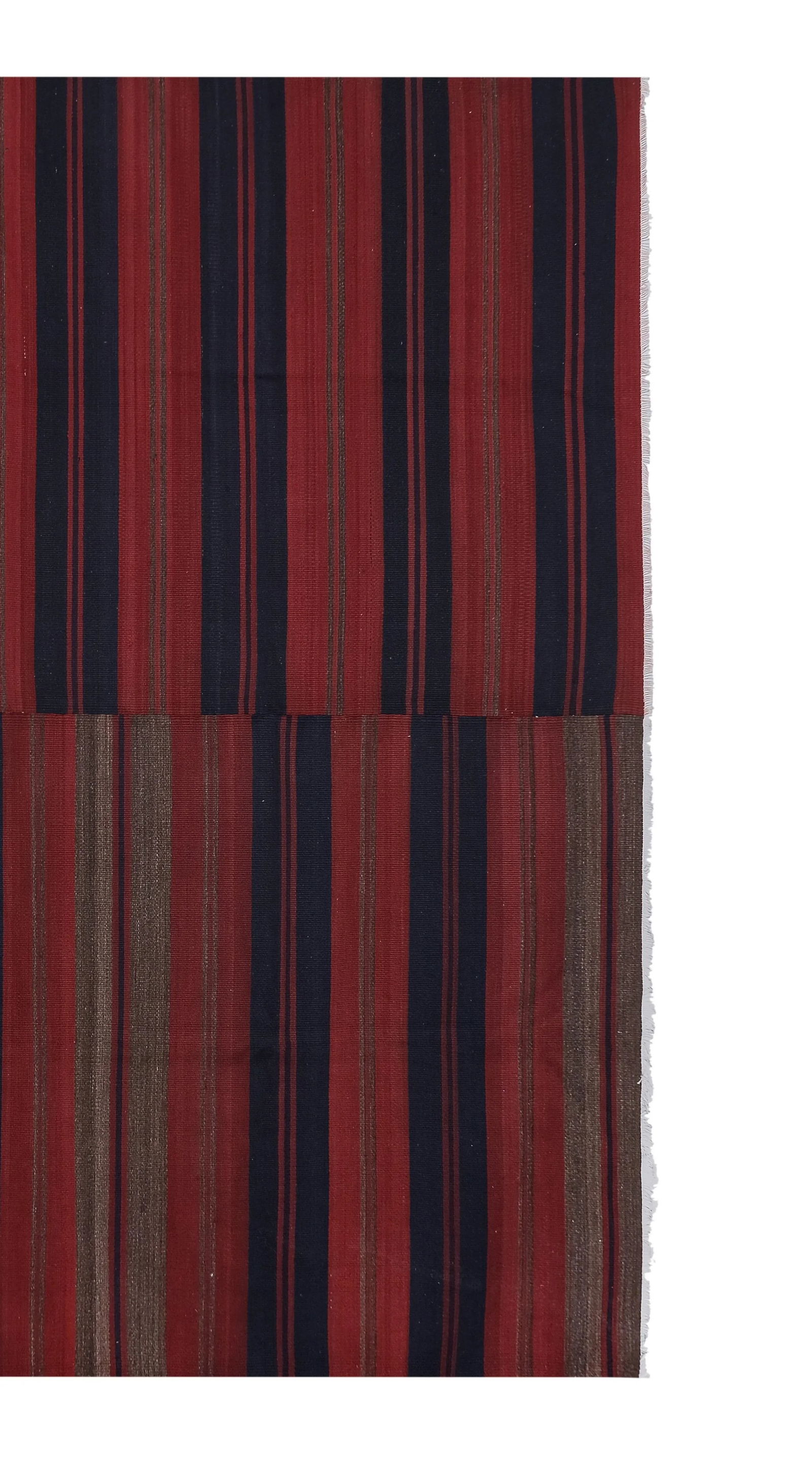 1960s Vintage Red Striped Kilim Rug 8'10"x 8'10" - 3