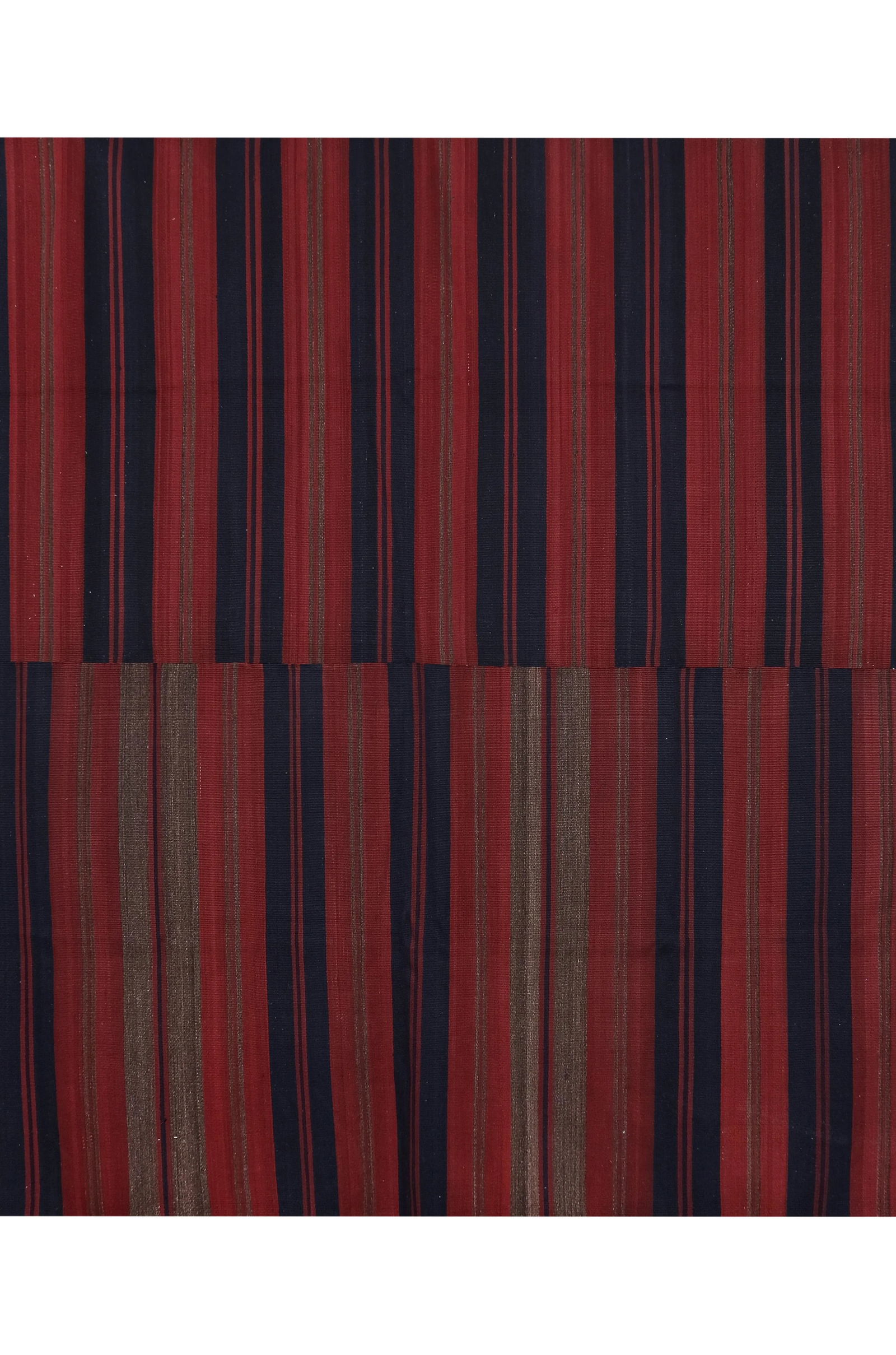 1960s Vintage Red Striped Kilim Rug 8'10"x 8'10" - 4
