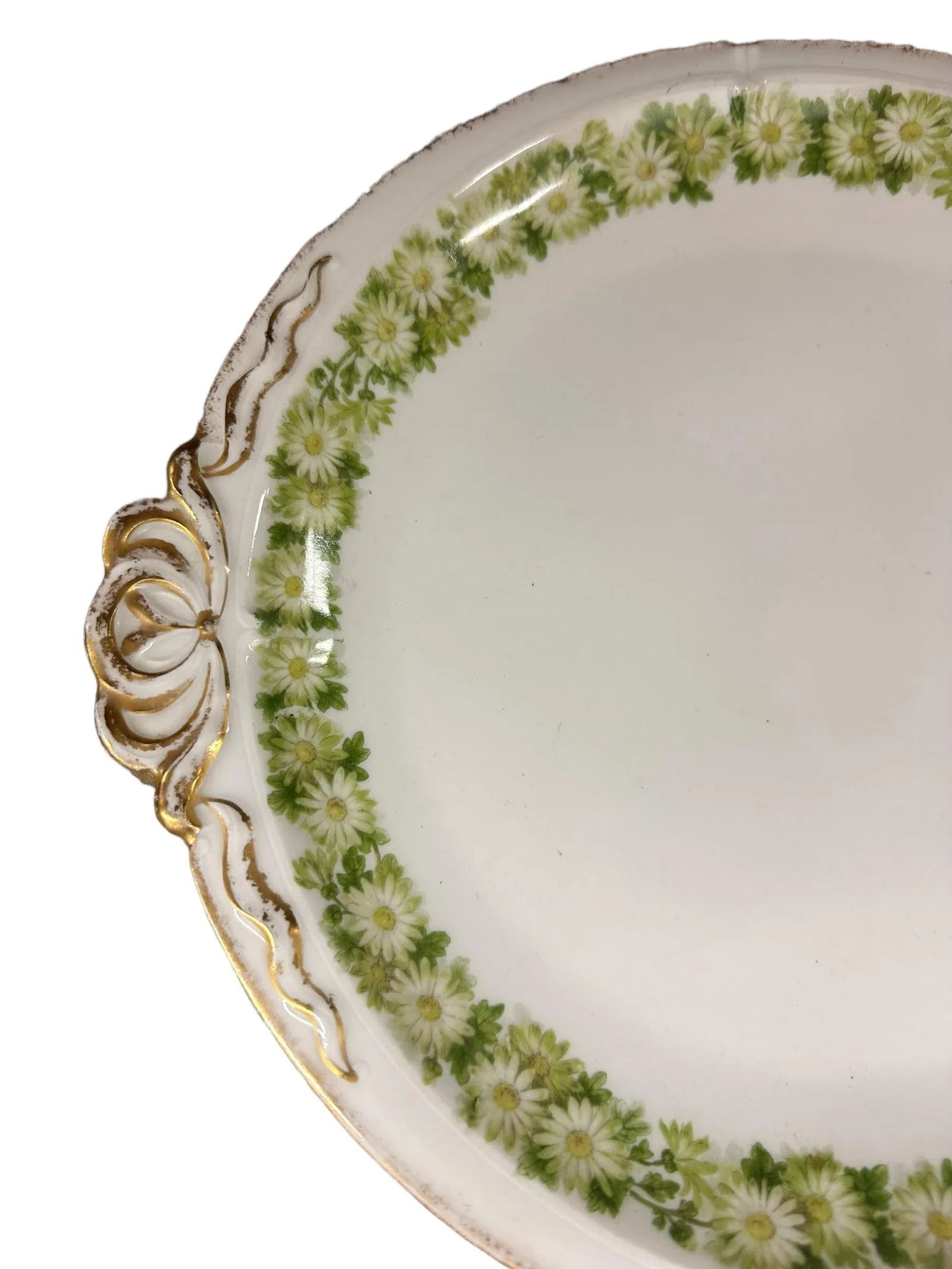 Antique Haviland Limoges Gilded Platter With Daisy Chain Pattern - 3