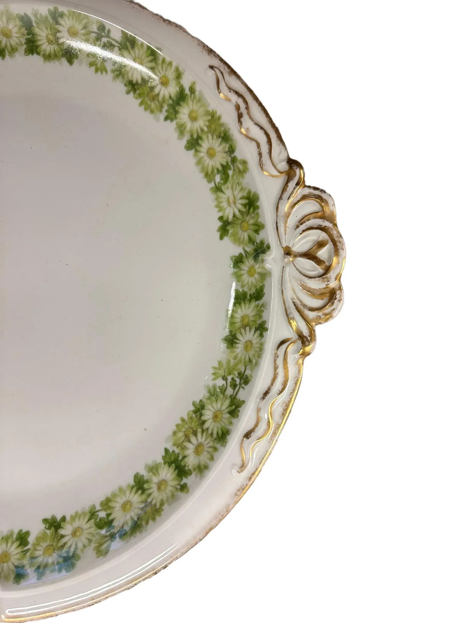 Antique Haviland Limoges Gilded Platter With Daisy Chain Pattern - 4