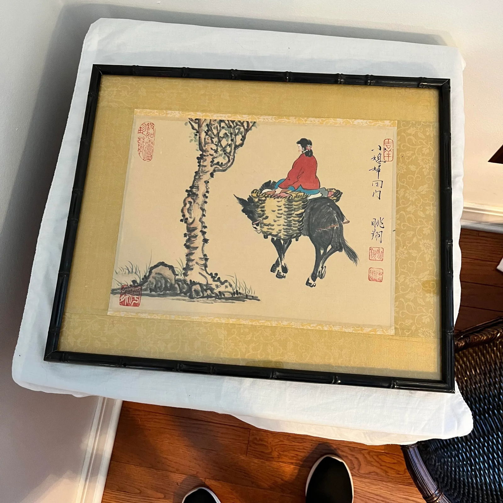 Chinoiserie Silk Painting Rider on Burro - 2