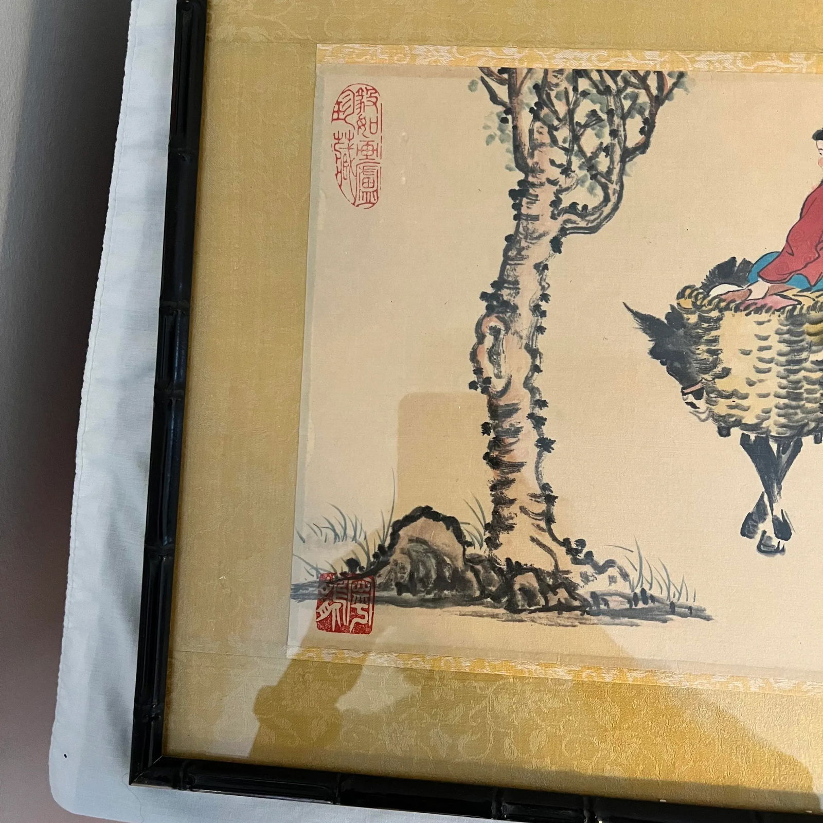 Chinoiserie Silk Painting Rider on Burro - 4