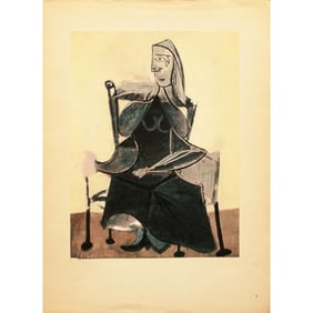 1943 After P. Picasso "Femme Assise", First French Edition Period Offset Lithograph
