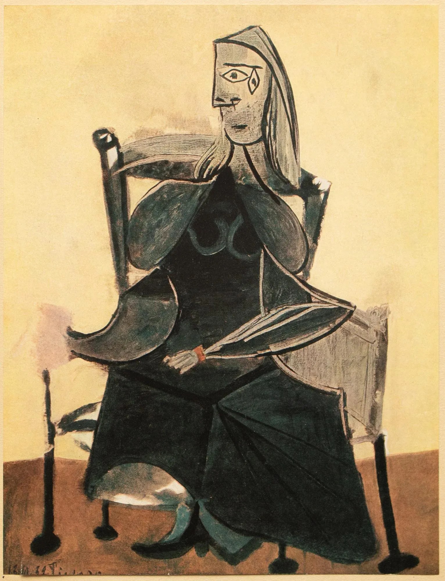 1943 After P. Picasso "Femme Assise", First French Edition Period Offset Lithograph - 2