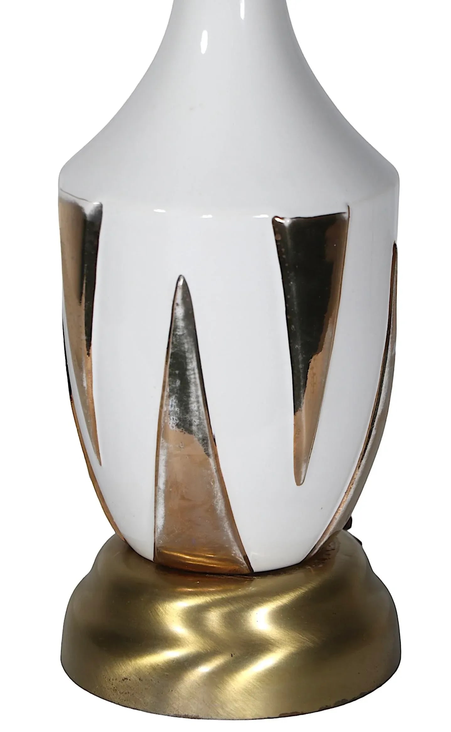 Decorative Mid Century Hollywood Regency Style Gold and White Ceramic Table Lamp - 5