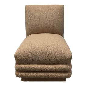 Armless Side Chair in Blush Bouclé on Casters