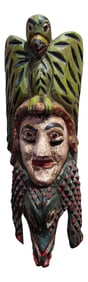 Antique Wood Carved Painted Mexican Mask