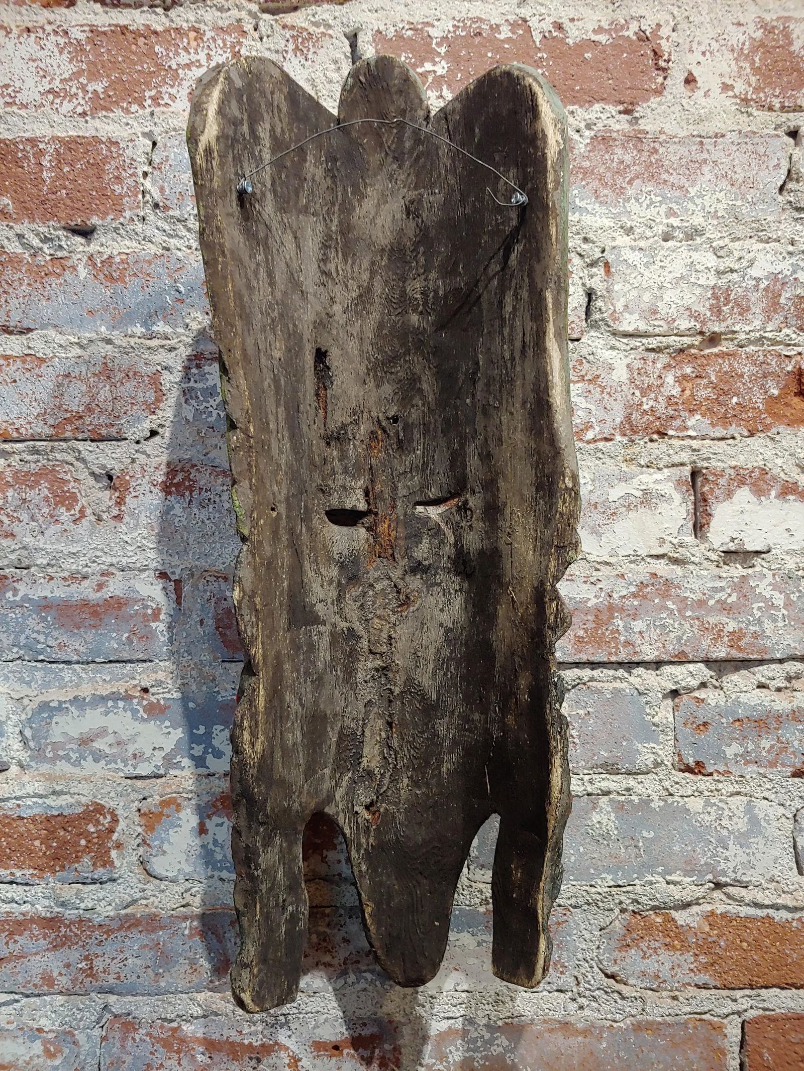 Antique Wood Carved Painted Mexican Mask - 9