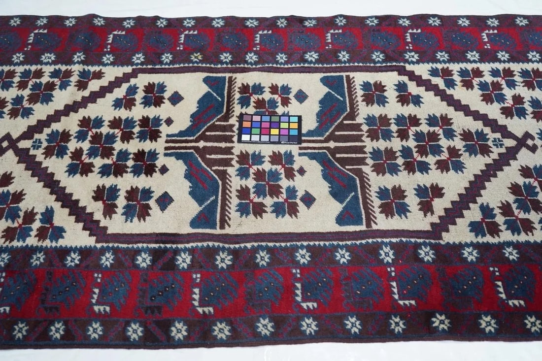 Vintage Afghan Rug 3'9'' x 6' - 12