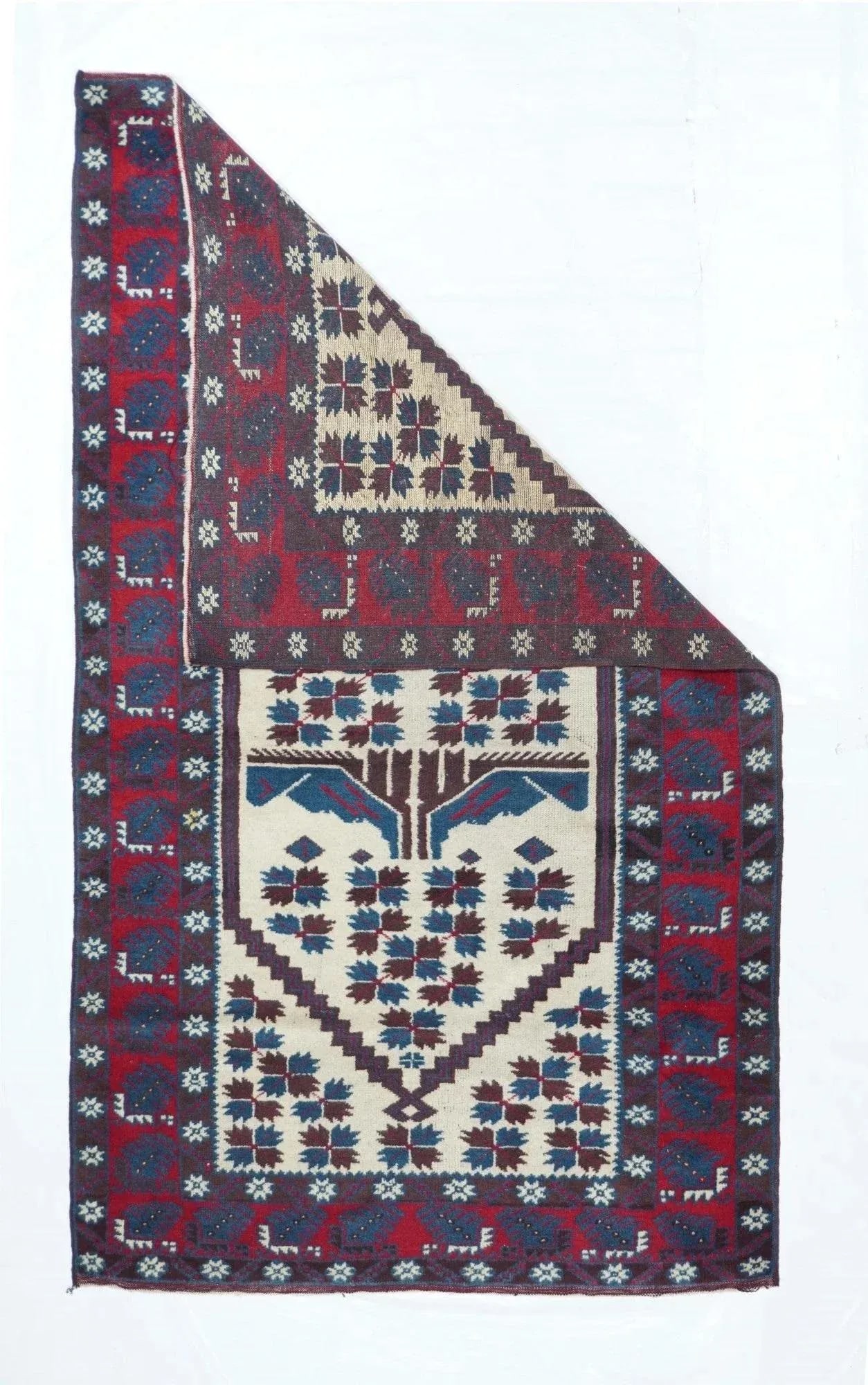 Vintage Afghan Rug 3'9'' x 6' - 2
