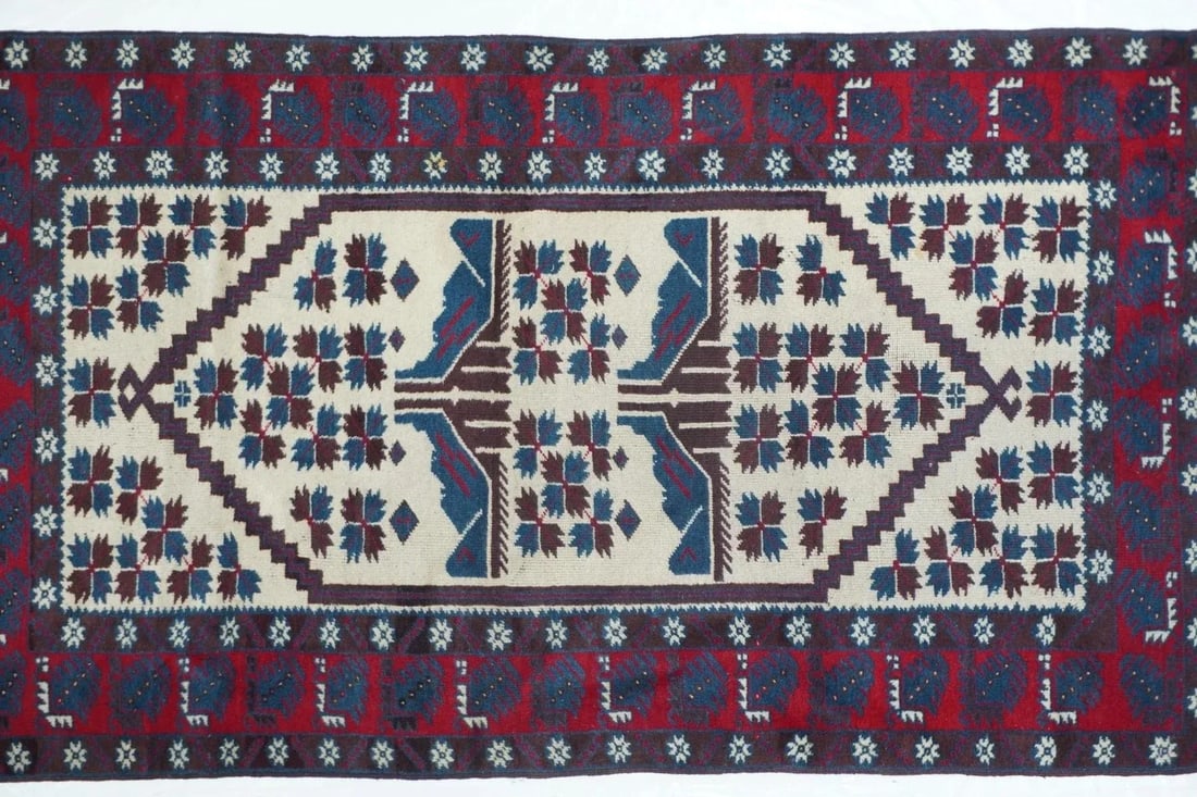 Vintage Afghan Rug 3'9'' x 6' - 4
