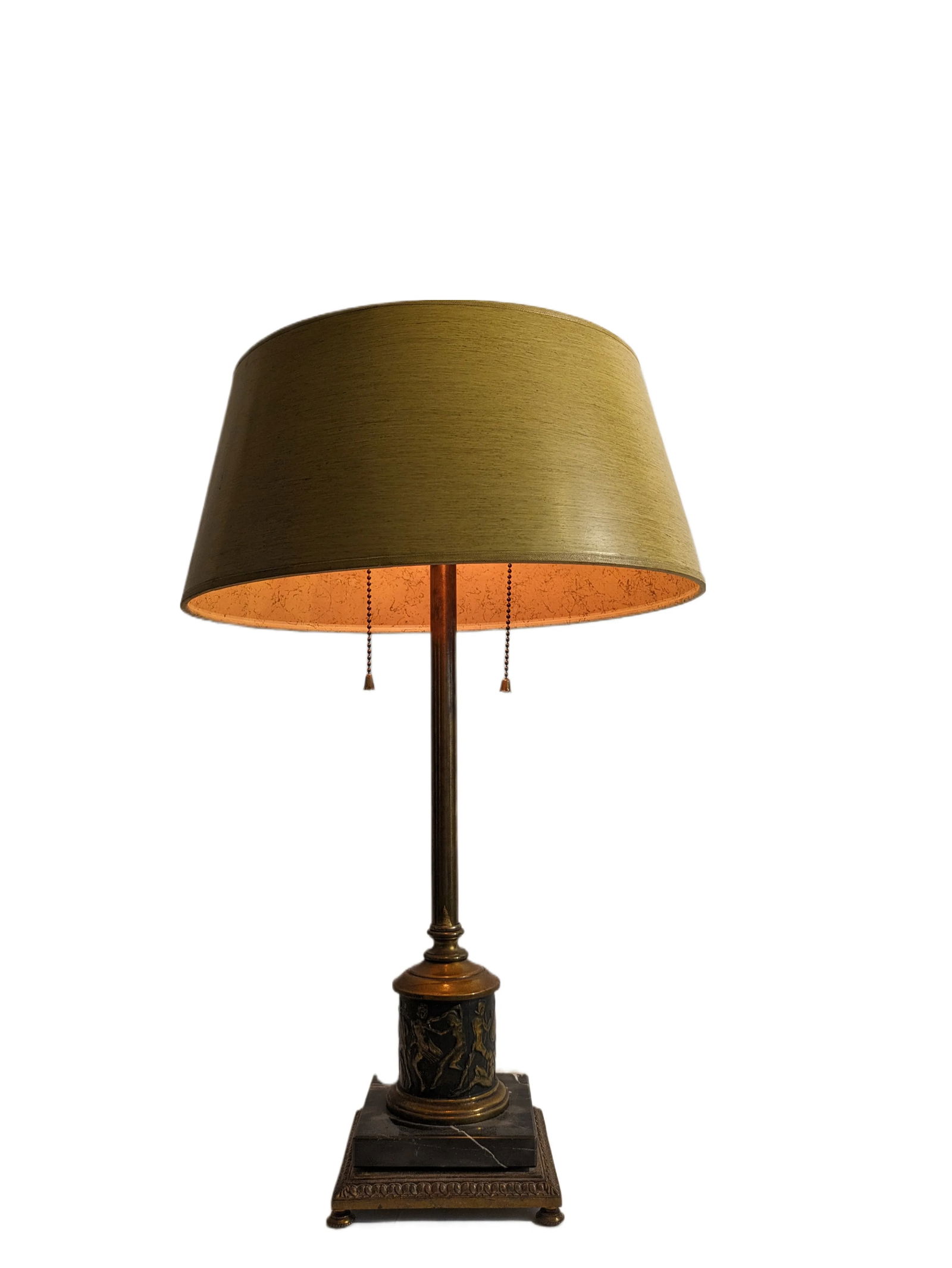Vintage Brass & Marble Stiffel Neoclassical Table Lamp Roman Embossed Figures - 7