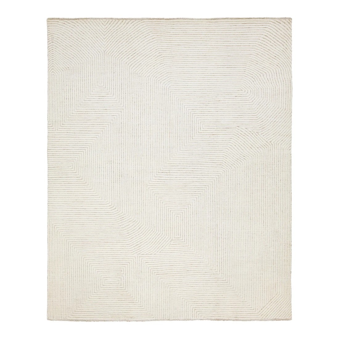 Modern Geometric Moroccan Style Wool Rug in Ivory (1 of 9)