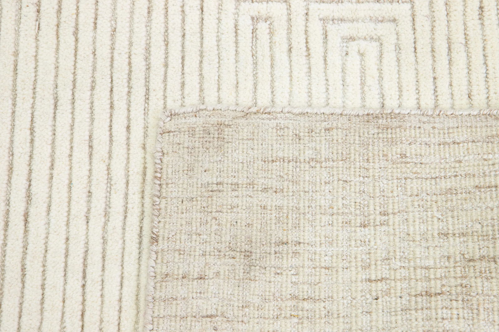 Modern Geometric Moroccan Style Wool Rug in Ivory - 9