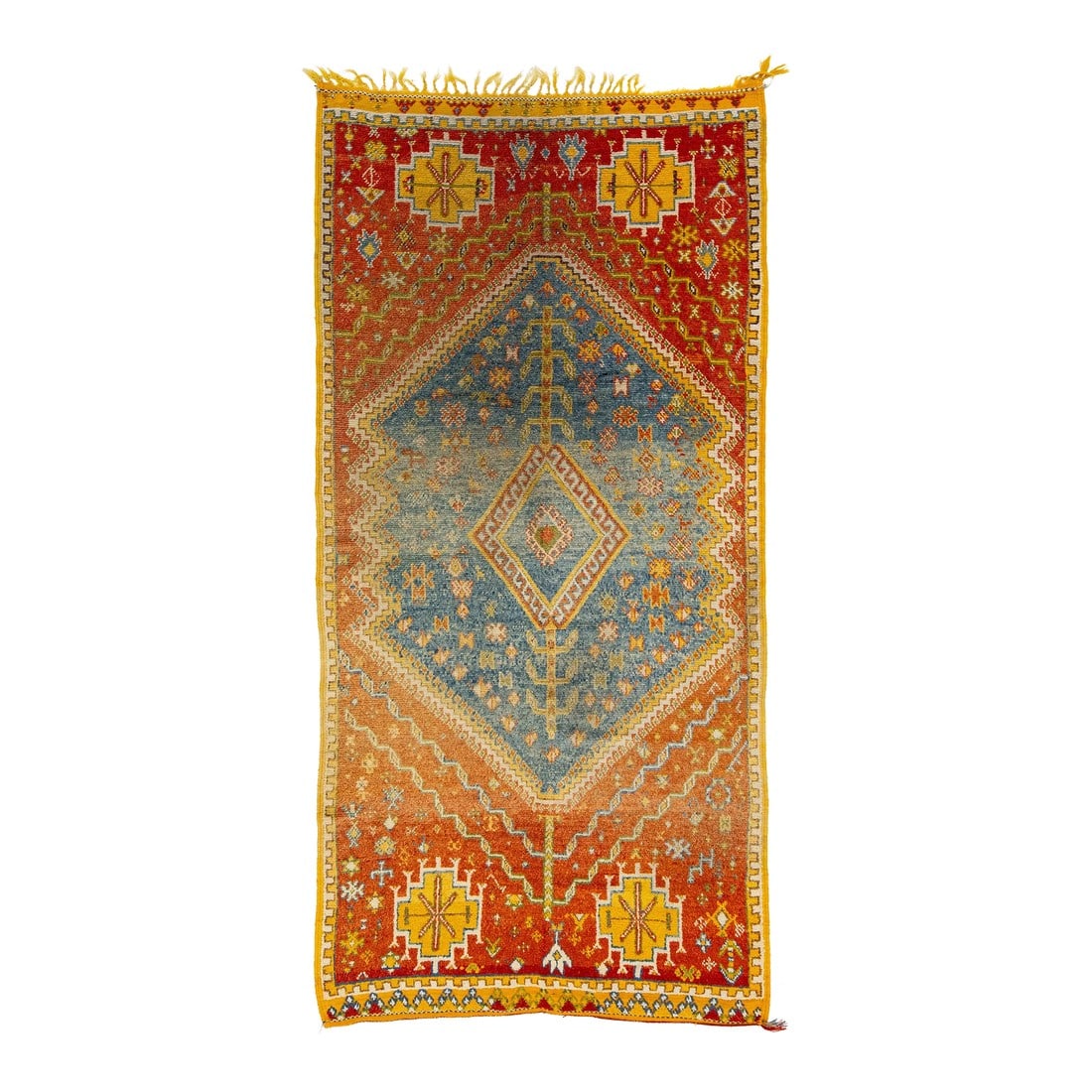 Antique Moroccan Handmade Orange Geometrical Wool Rug (1 of 8)