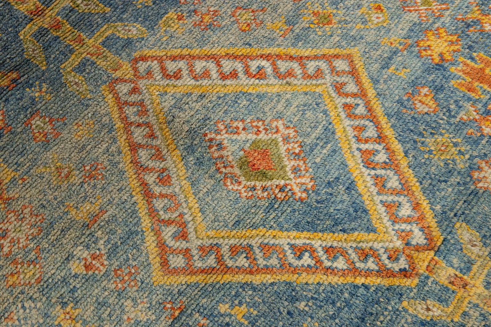 Antique Moroccan Handmade Orange Geometrical Wool Rug - 6