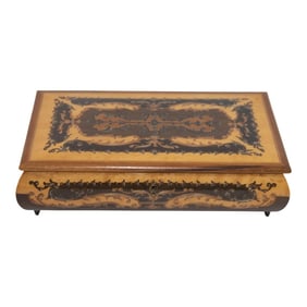 Vintage Footed Wooden Jewelry Music Box Made in Italy