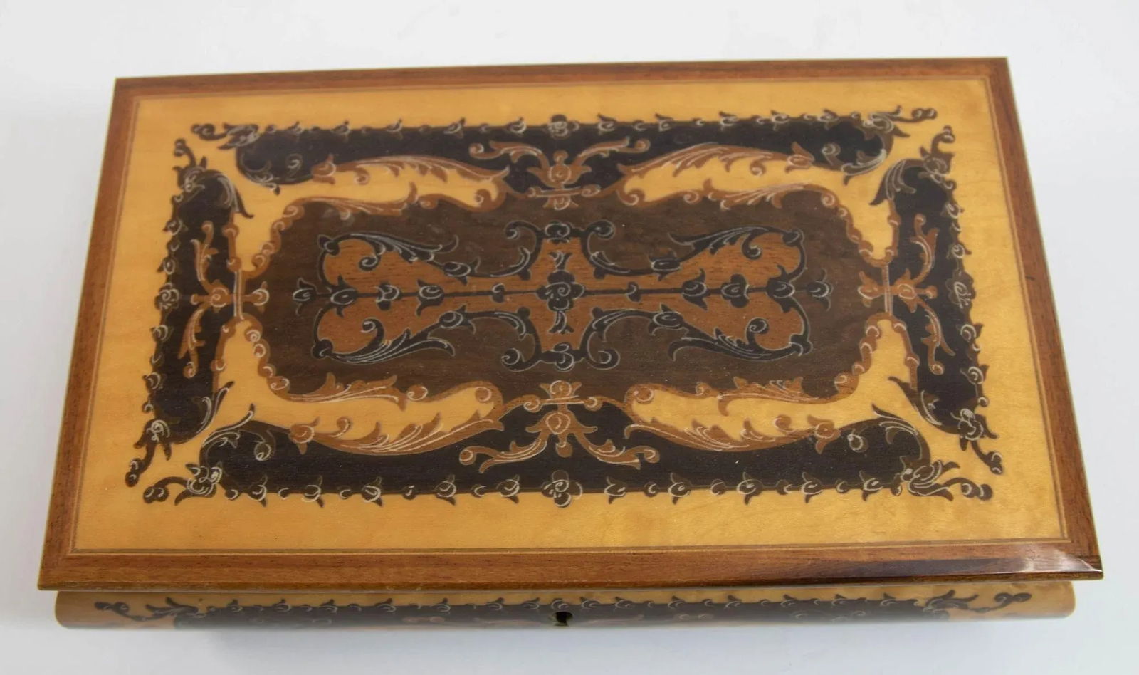 Vintage Footed Wooden Jewelry Music Box Made in Italy - 5