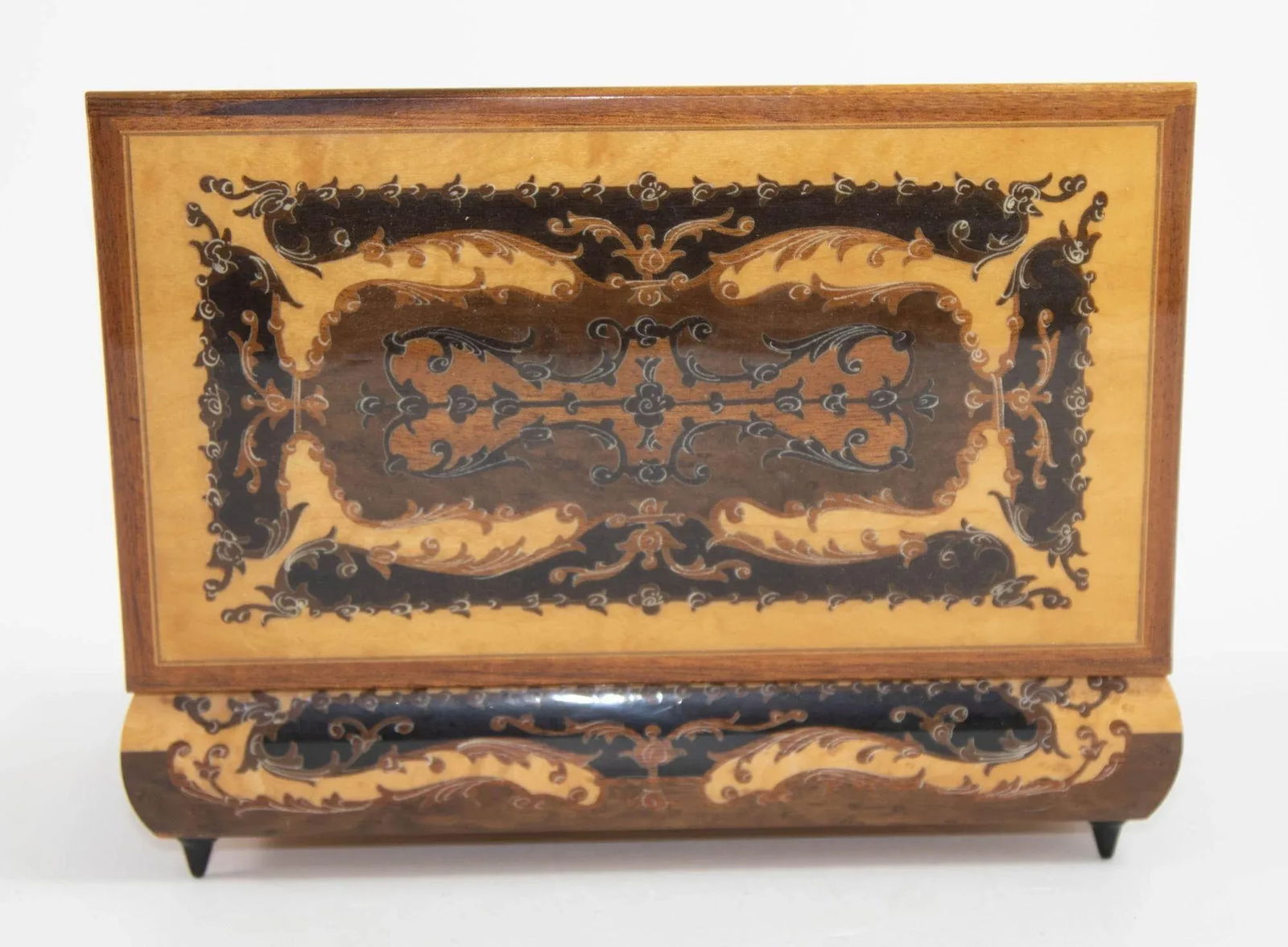 Vintage Footed Wooden Jewelry Music Box Made in Italy - 7