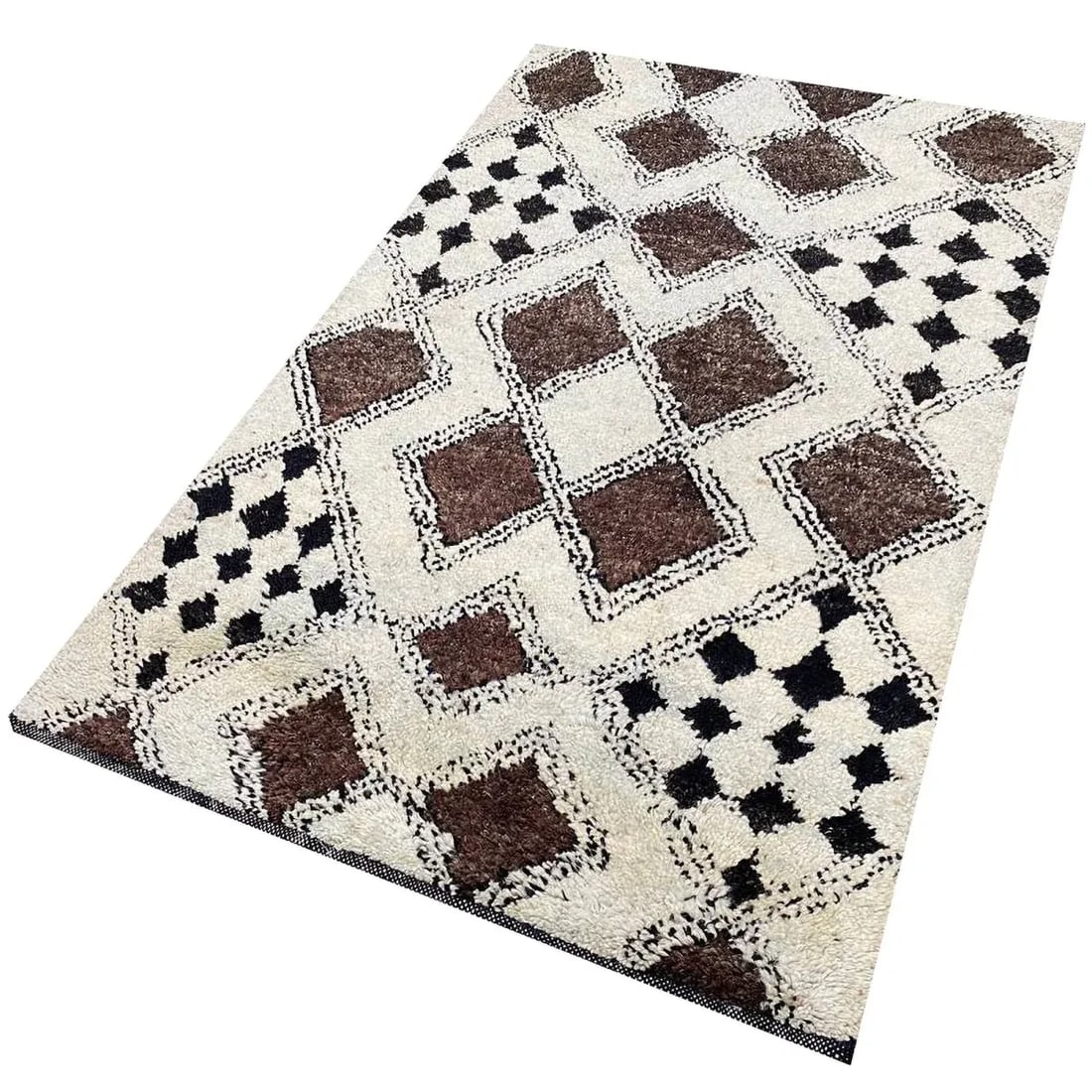 1990s Handwoven Moroccan Area Rug 3x5 - 4