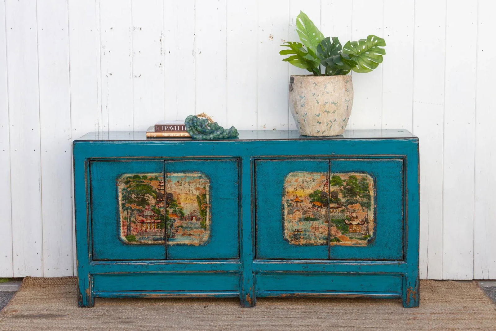Long Azure Blue Chinese Sideboard - 2