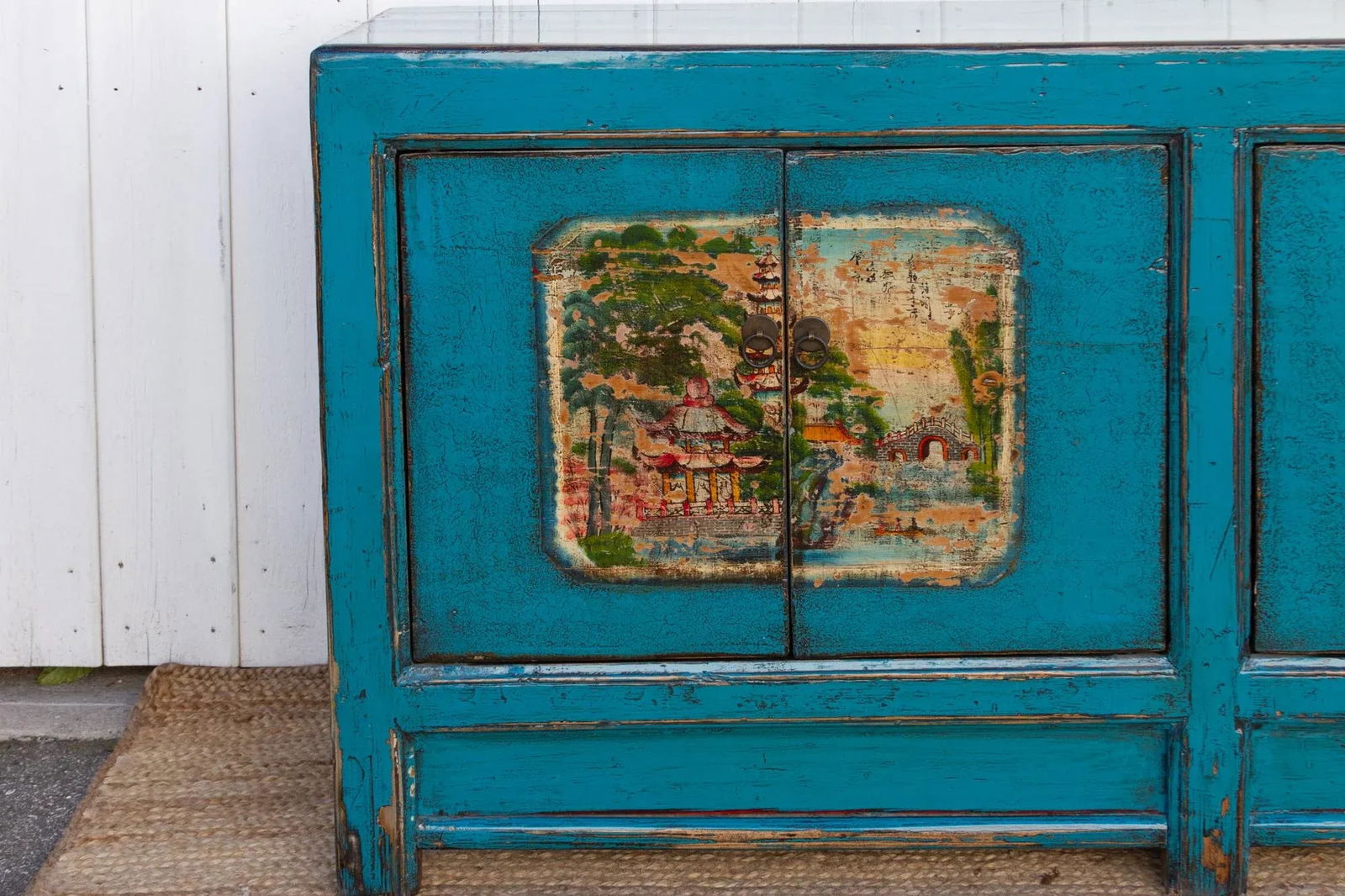 Long Azure Blue Chinese Sideboard - 8