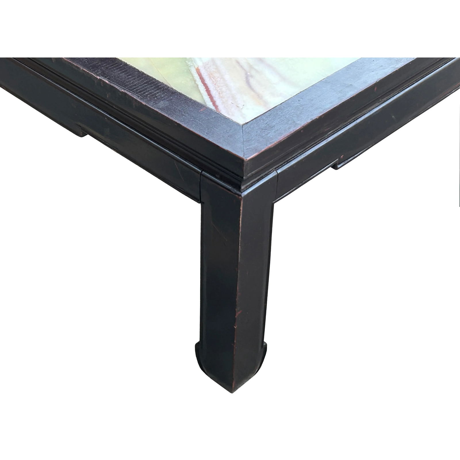 Vintage Brown Fabric Lacquer Rectangular Marble Stone Top Coffee Table - 8