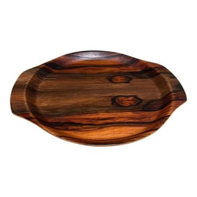 Mid-Century Modern Hostess Round Rosewood Bar Service Tray
