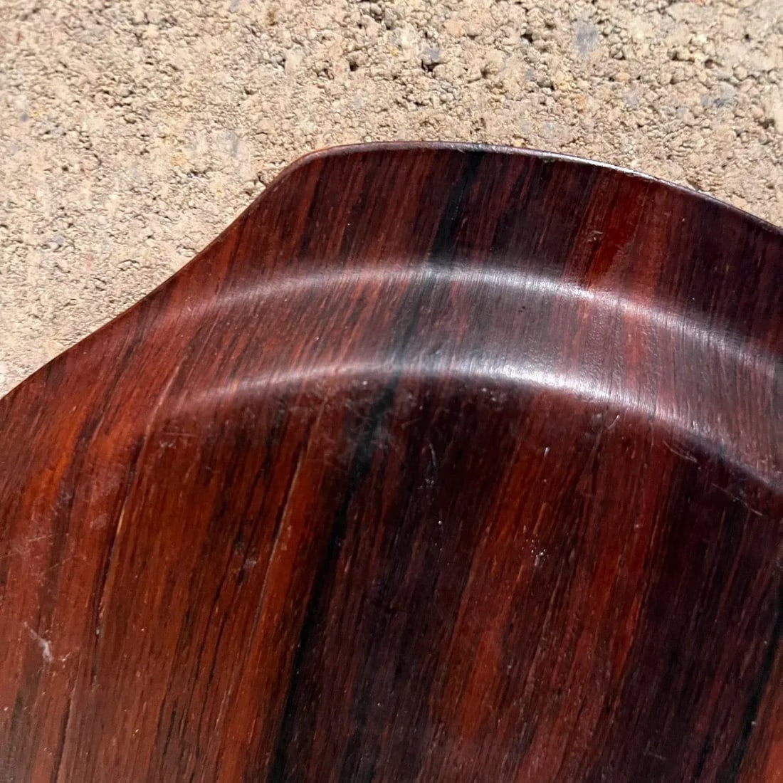 Mid-Century Modern Hostess Round Rosewood Bar Service Tray - 3