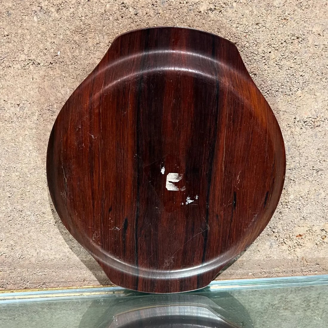 Mid-Century Modern Hostess Round Rosewood Bar Service Tray - 4