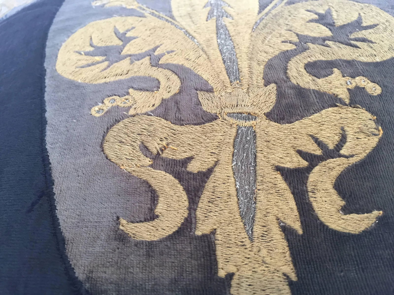 Moroccan Black Silk Decorative Pillow With Gold Metallic Threads and Tassels - 8