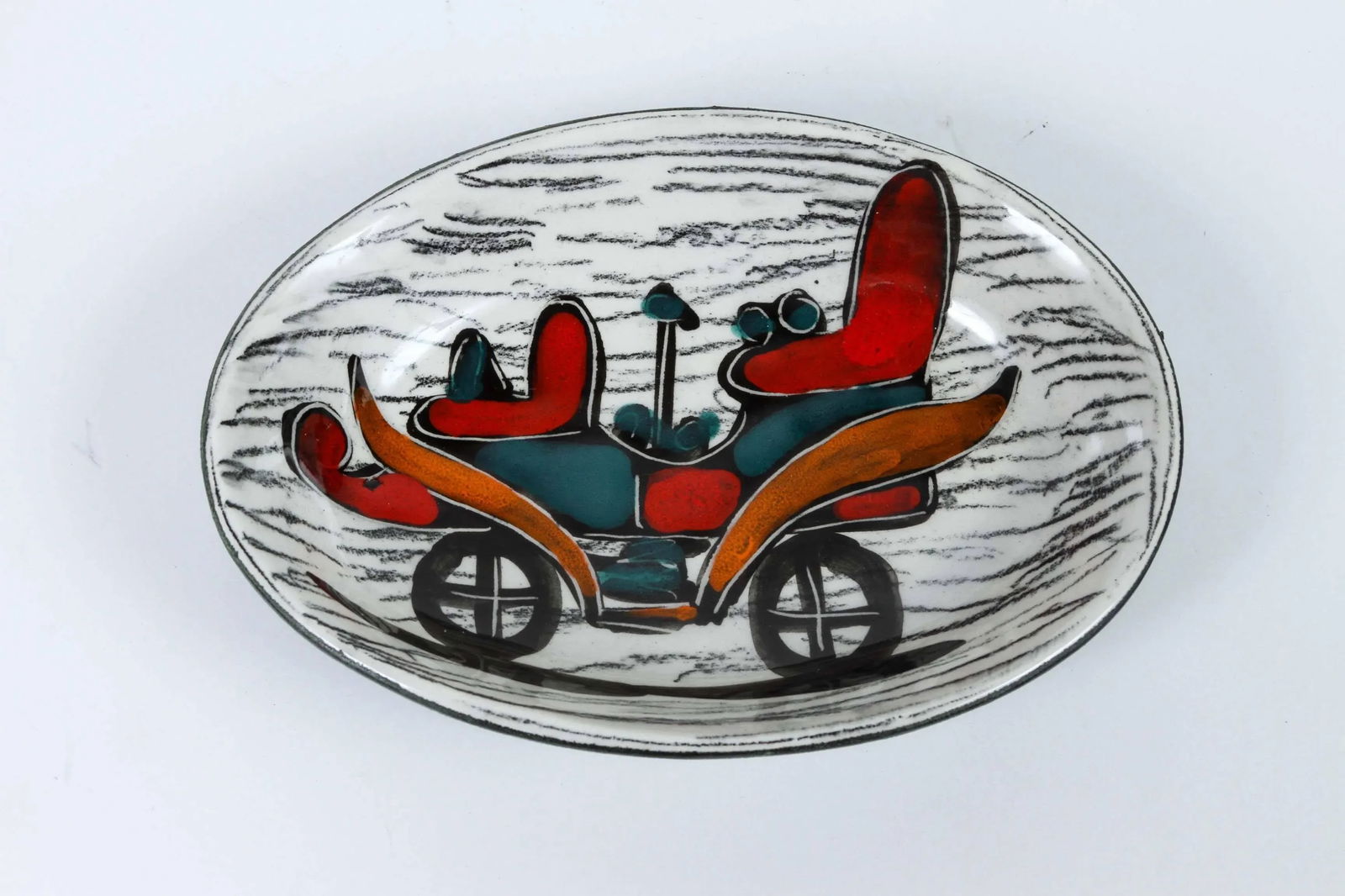 Italian Leather Backed Decorative Ceramic Dishes - Set of 4 - 4