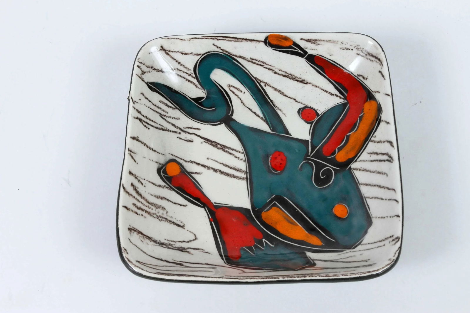 Italian Leather Backed Decorative Ceramic Dishes - Set of 4 - 5