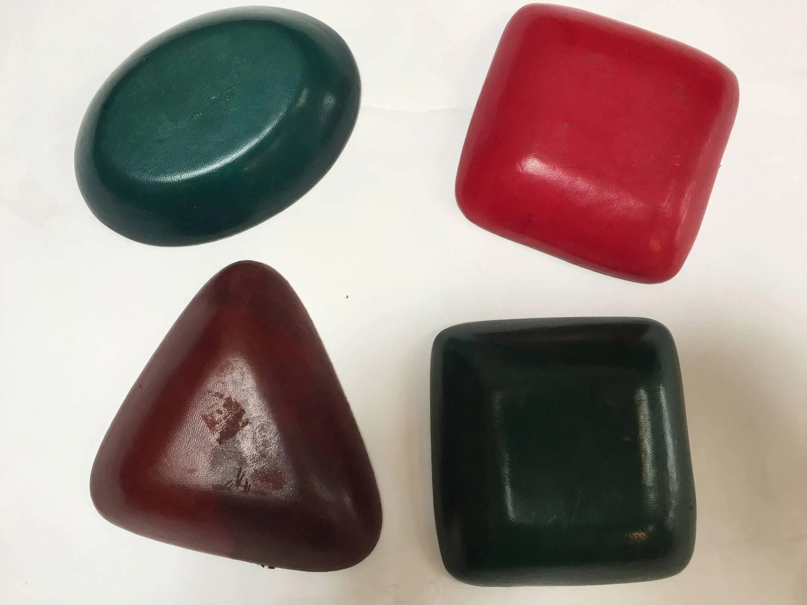 Italian Leather Backed Decorative Ceramic Dishes - Set of 4 - 7