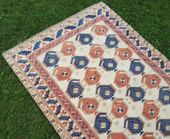 1970s Vintage Turkish Wool Rug - 3"²7"³ × 5"²10"³ - 6