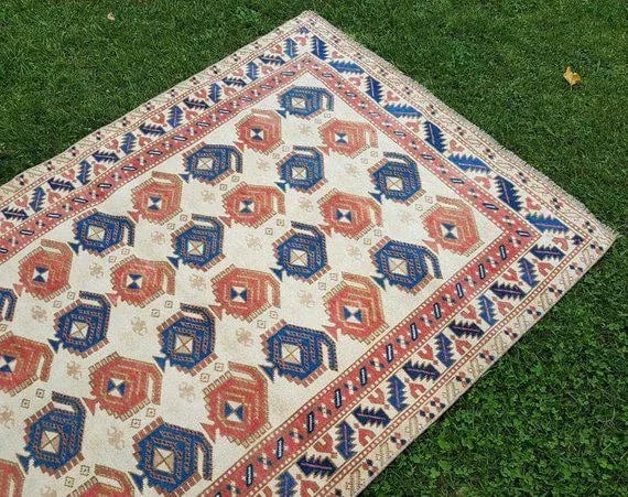 1970s Vintage Turkish Wool Rug - 3"²7"³ × 5"²10"³ - 8