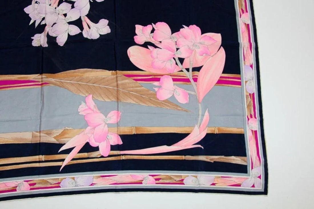 Vintage Gorgeous Pink Silk Scarf by Leonard, Paris - 3