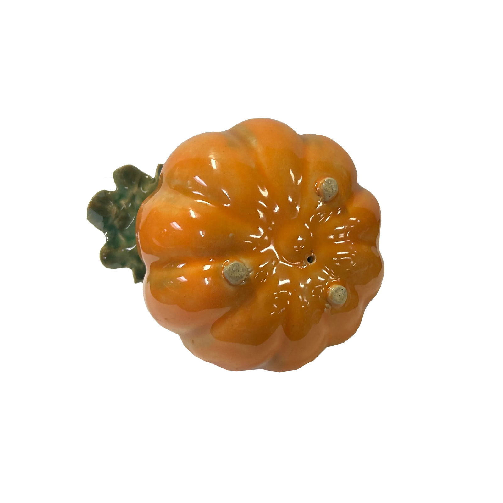 Artistic Orange Small Pumpkin With Leaf Ceramic Display Art Figure - 4