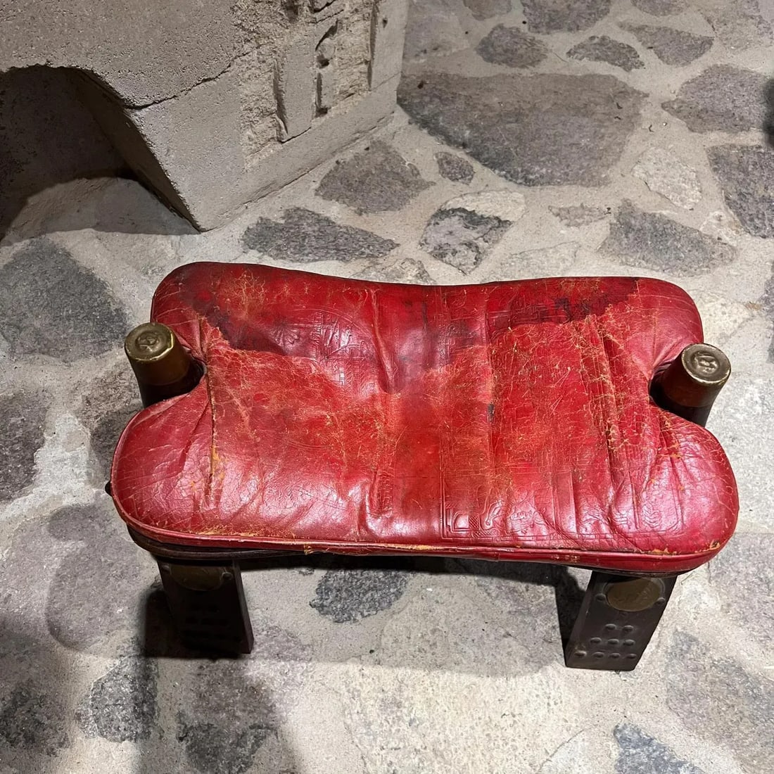 1950s Moroccan Camel Stool Red Leather - 11