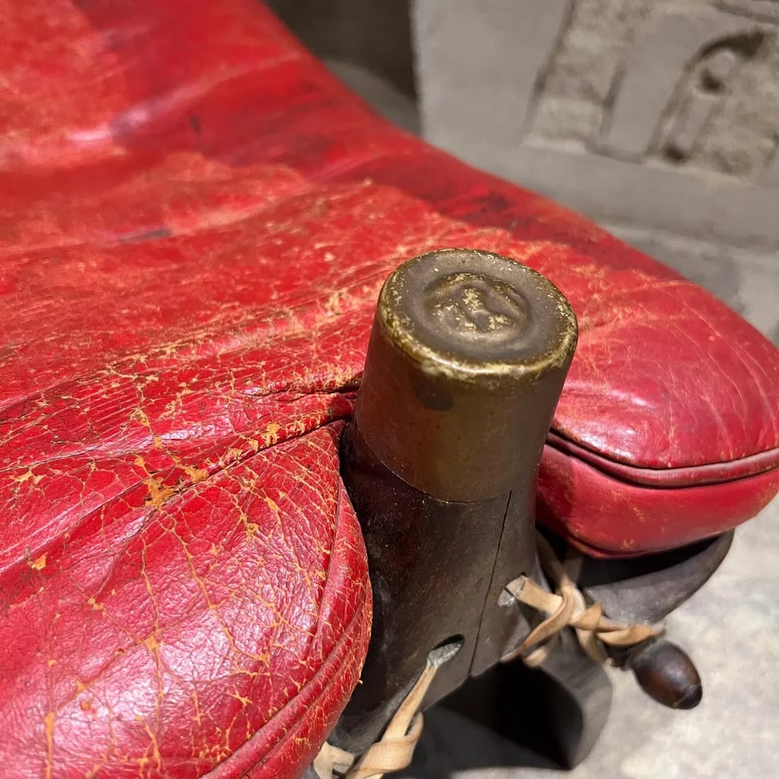 1950s Moroccan Camel Stool Red Leather - 4