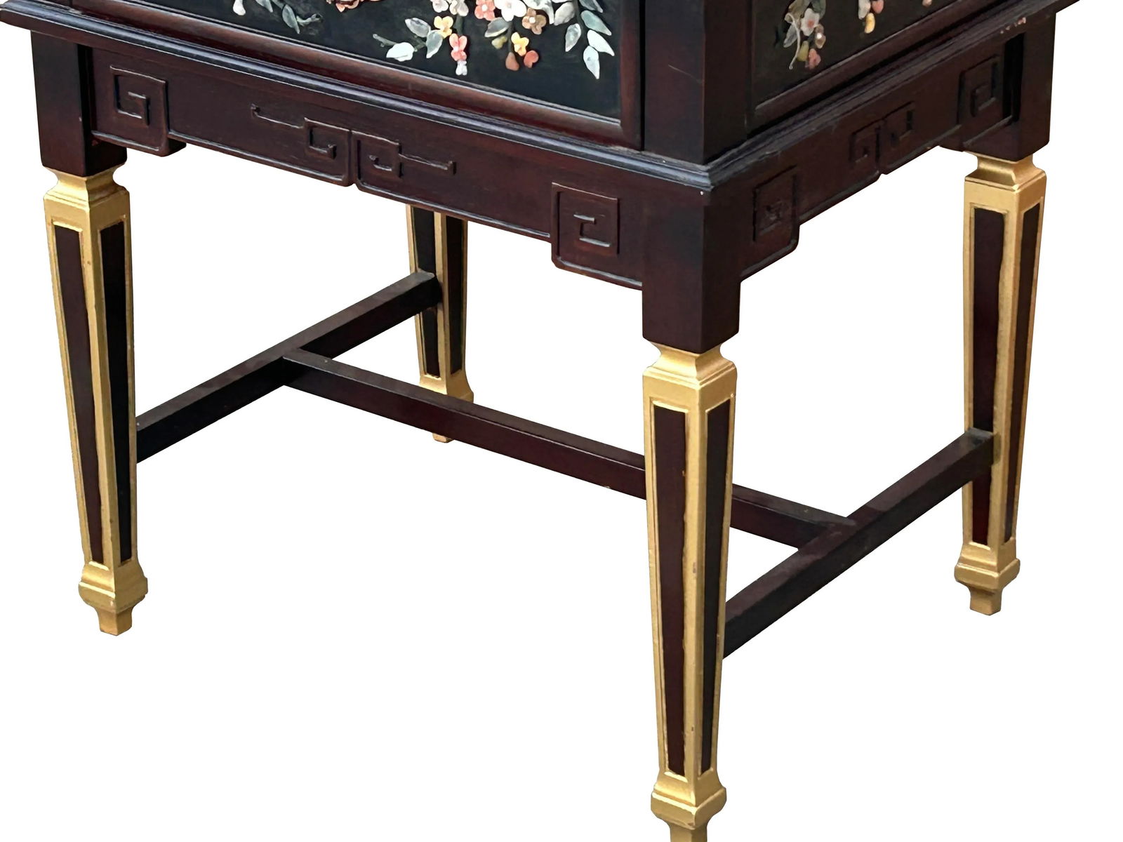Vintage Chinese Rectangular Color Stone Flower Inlay Accent Side Table - 7