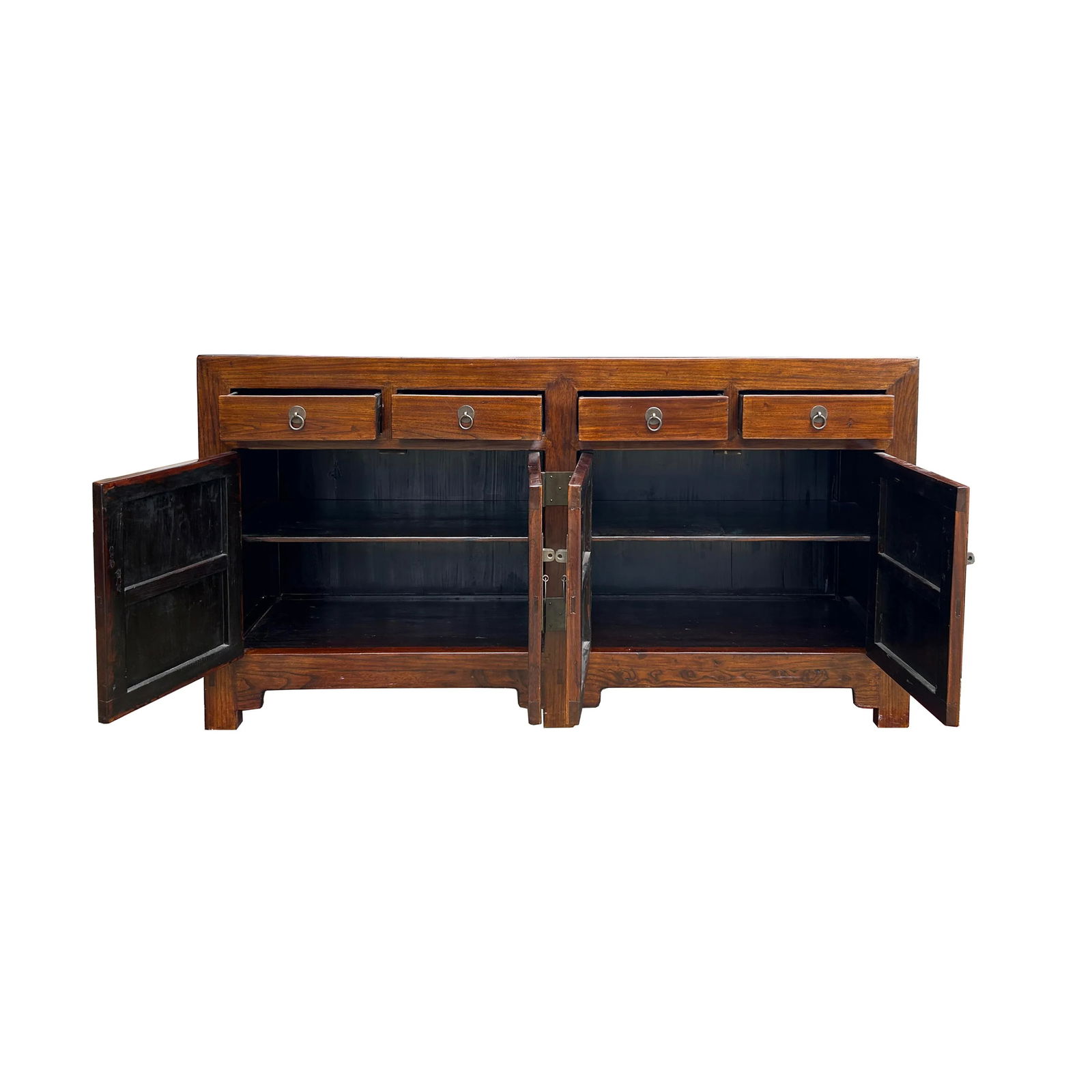 Oriental Brown Rattan Top 4 Drawers Credenza Buffet Sideboard Console Cabinet - 4