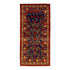Modern Khotan Handmade Wool Rug in Blue With Allover Motif
