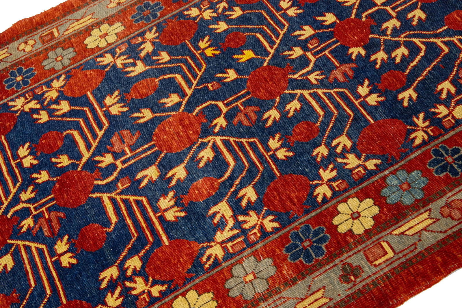 Modern Khotan Handmade Wool Rug in Blue With Allover Motif - 6