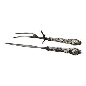 Art Nouveau Steel Carving Set - a Set of 2