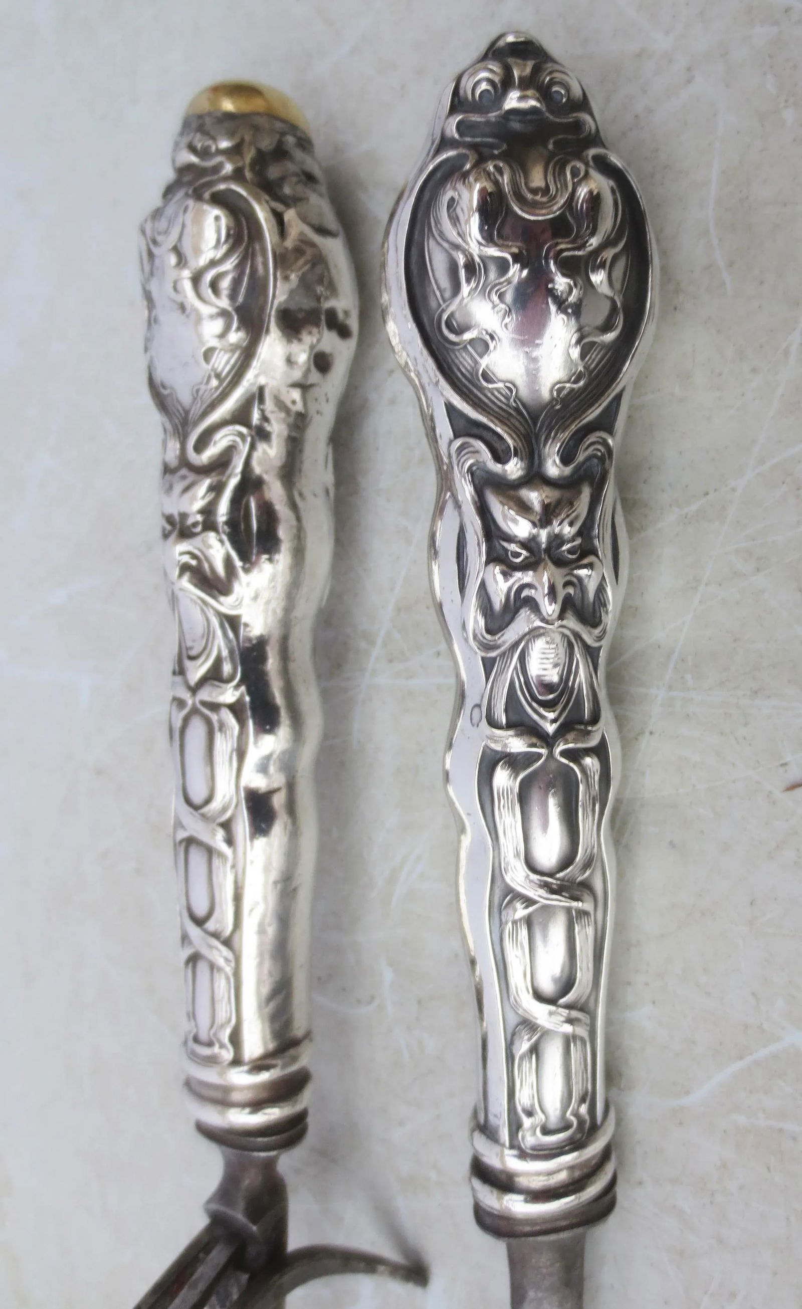 Art Nouveau Steel Carving Set - a Set of 2 - 2