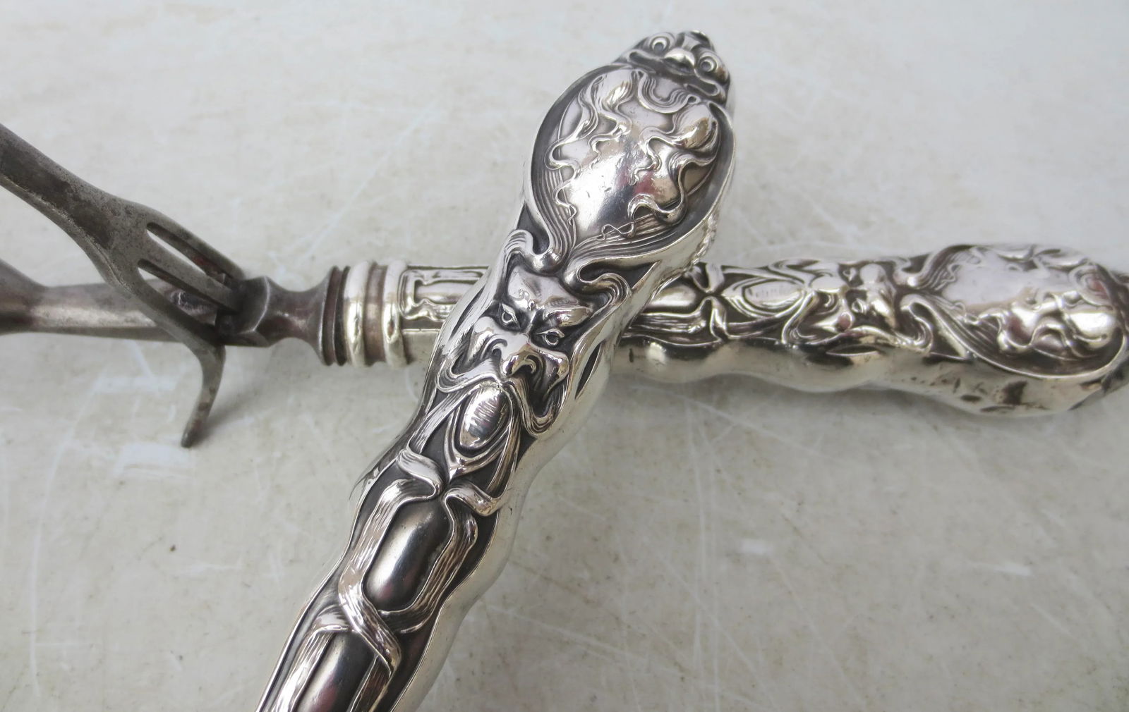 Art Nouveau Steel Carving Set - a Set of 2 - 4