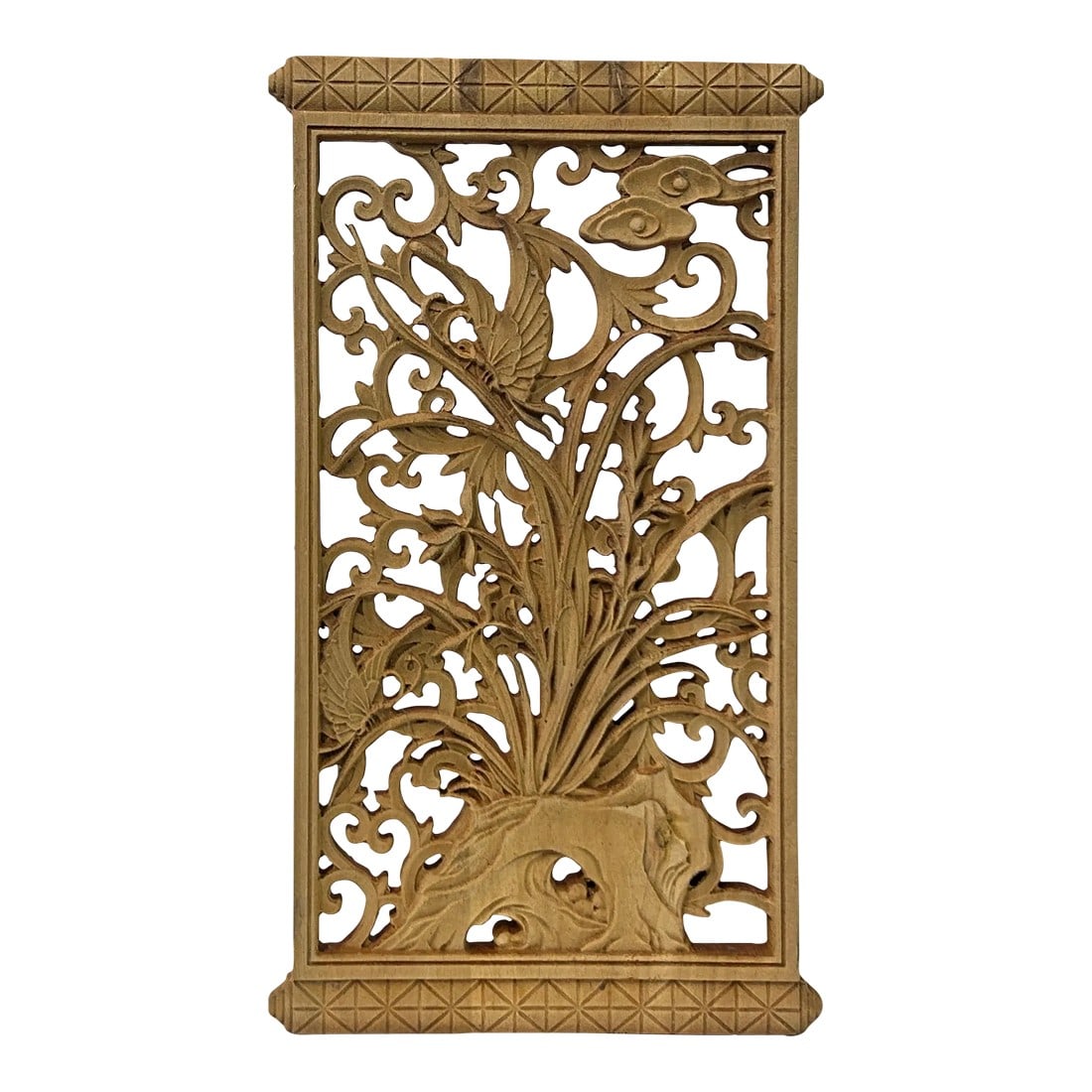 Rectangular Oriental Lily Orchid Bird Motif Wood Wall Panel Plaque: The Rectangular Oriental Lily Orchid Bird Motif Wood Wall Panel Plaque is a stunning piece of decor that seamlessly blends elegance with nature-inspired motifs. Crafted from high-quality wood, this