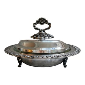 Vintage Silver Plate Chaffing Dish / Covered Dish