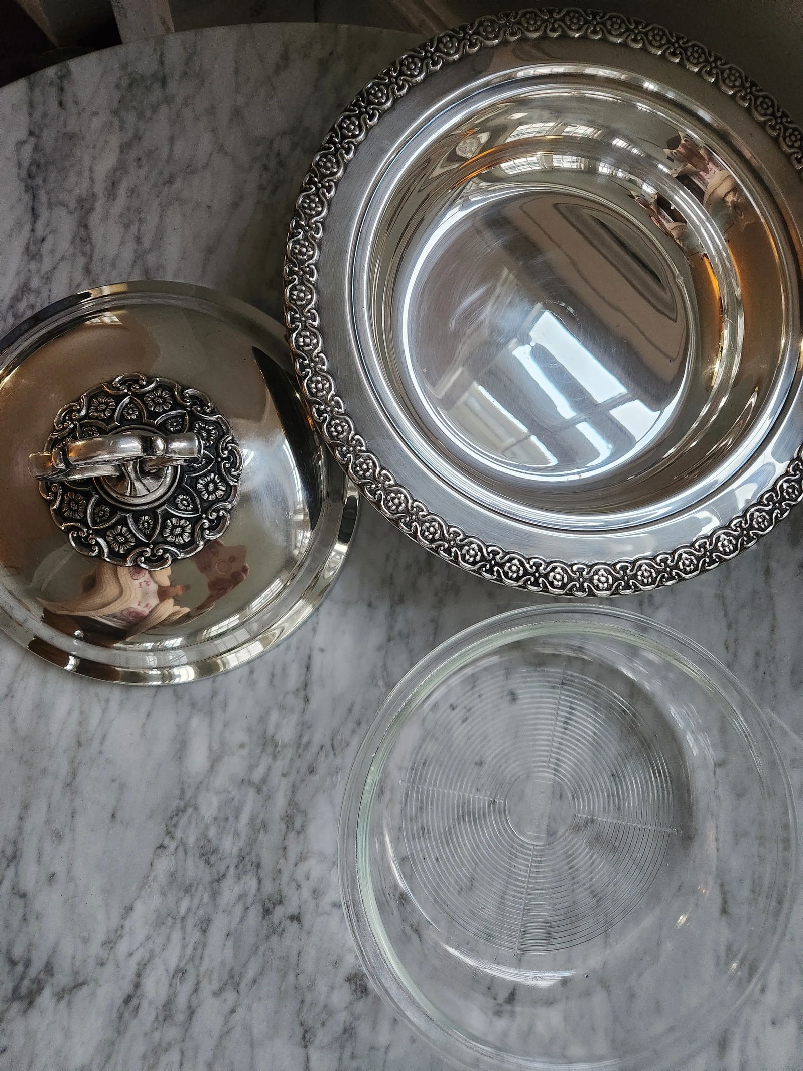 Vintage Silver Plate Chaffing Dish / Covered Dish - 6